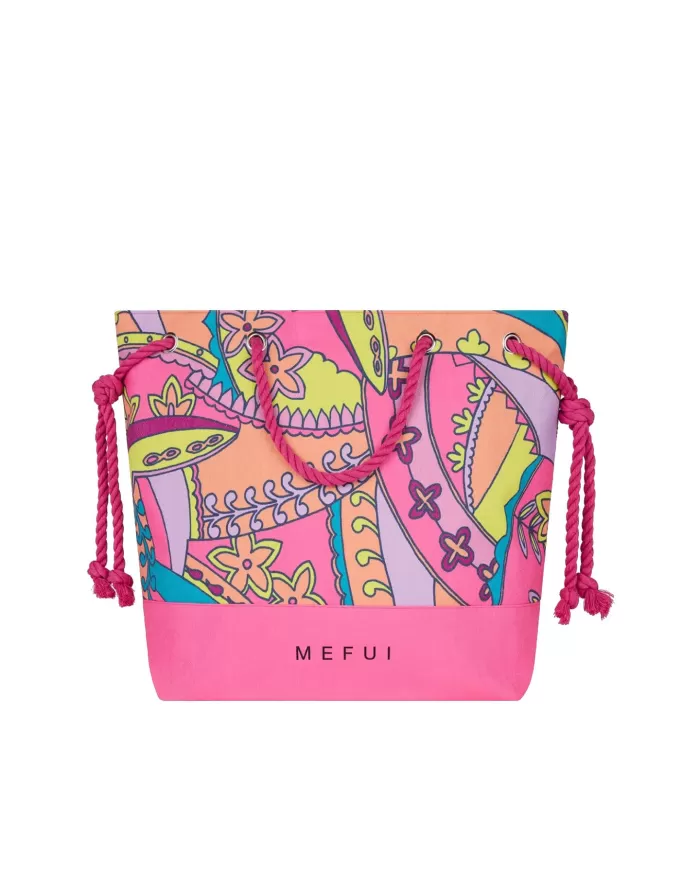borsa mare rosa da donna con fantasia floreale e logo | ME FUI borsa mare rosa da donna con fantasia floreale e logo | ME FUI