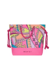 borsa mare rosa da donna con fantasia floreale e logo | ME FUI