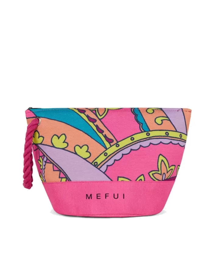 pochette rosa da donna con fantasia floreale e logo | ME FUI