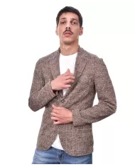 giacca blazer ruggine da uomo con pendaglio logato su risvolto | BOB