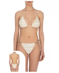 bikini beige da donna con SLIP FISSO INTRECCIATO lungo vita | ME FUI