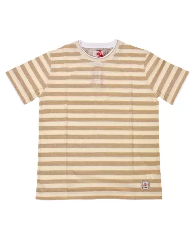 t-shirt bianca e beige da uomo TRAFORATA con motivo a righe | BOB t-shirt bianca e beige da uomo TRAFORATA con motivo a righe | BOB