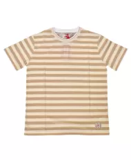 t-shirt bianca e beige da uomo TRAFORATA con motivo a righe | BOB