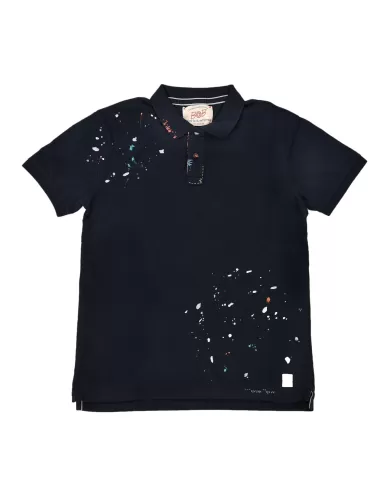 polo navy da uomo con DETTAGLI RICAMATI e MACCHIE stampate | BOB polo navy da uomo con DETTAGLI RICAMATI e MACCHIE stampate | BOB