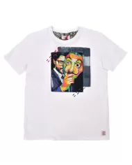 t-shirt bianca da uomo con stampa SALVADOR DALI' e RICAMI | BOB