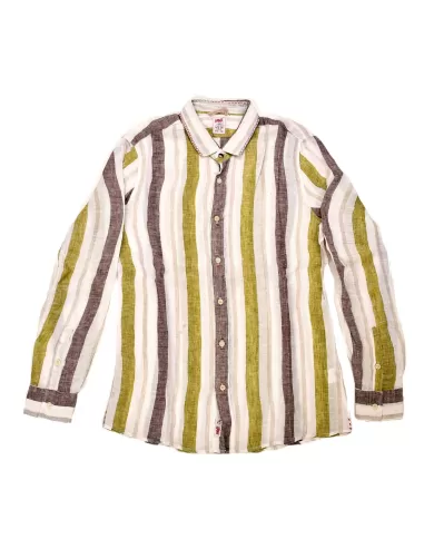 camicia con MOTIVO RIGATO verde e marrone da uomo | BOB camicia con MOTIVO RIGATO verde e marrone da uomo | BOB