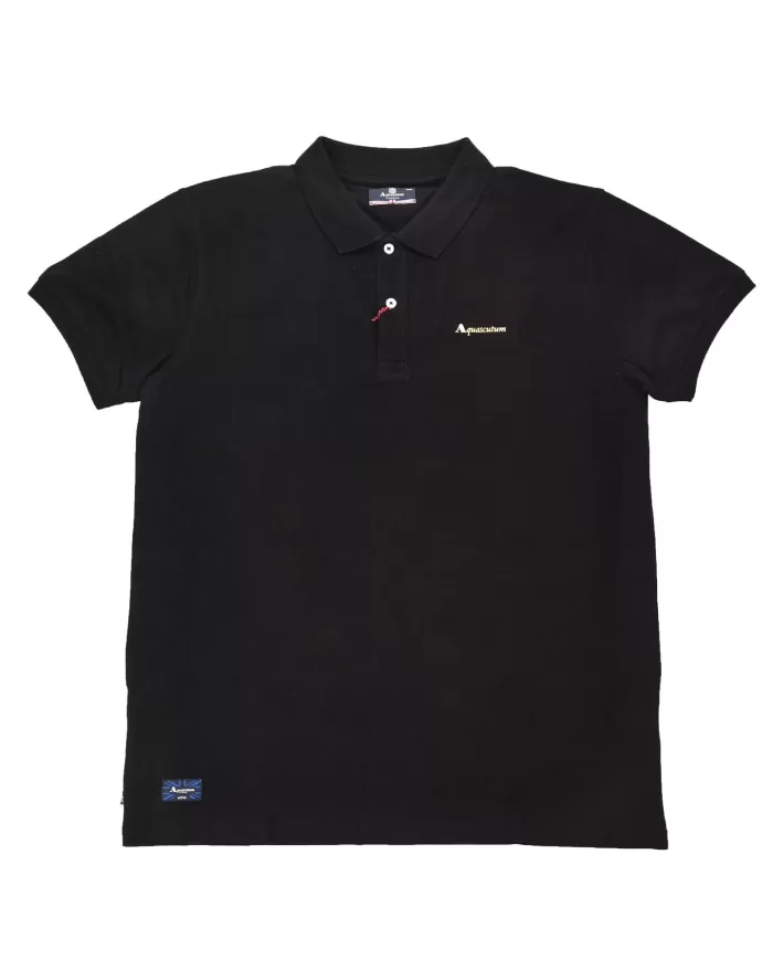 polo nera da uomo con logata sul petto | AQUASCUTUM polo nera da uomo con logata sul petto | AQUASCUTUM