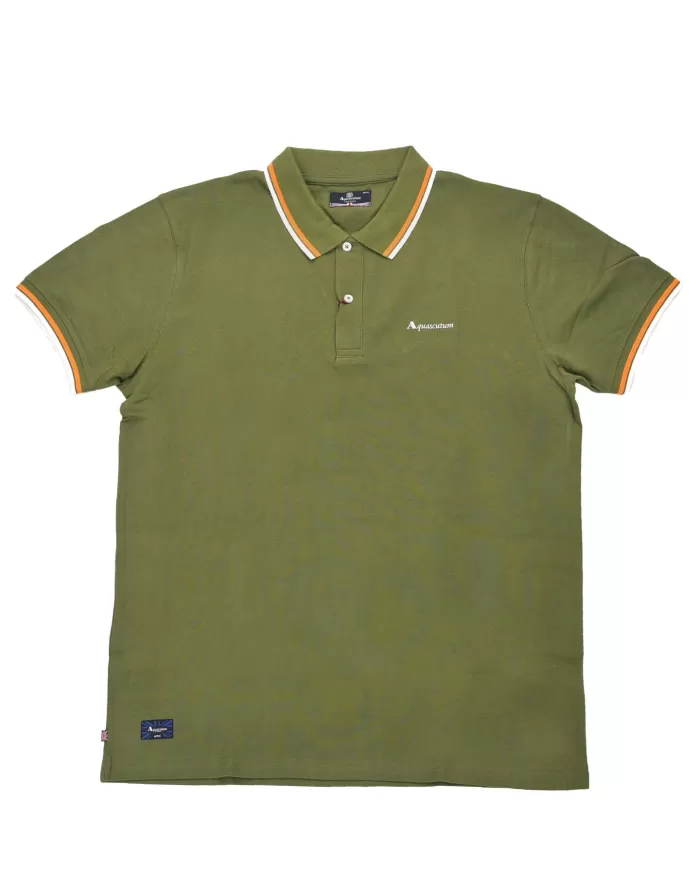 AQUASCUTUM Polo Uomo SS23 PO002 P-EM cotone con dettagli stripes 06 ARMY GREEN AQUASCUTUM Polo Uomo SS23 PO002 P-EM cotone con dettagli stripes 06 ARMY GREEN