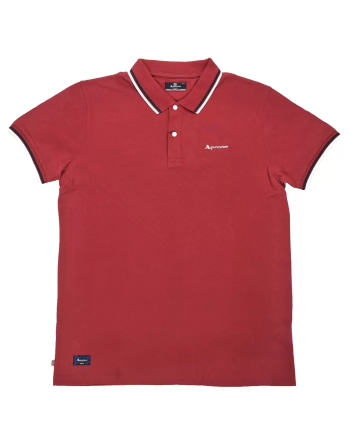 polo bordeaux da uomo con dettagli stripes e logo | AQUASCUTUM polo bordeaux da uomo con dettagli stripes e logo | AQUASCUTUM