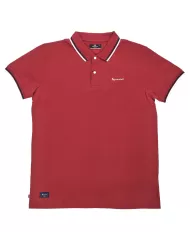 polo bordeaux da uomo con dettagli stripes e logo | AQUASCUTUM
