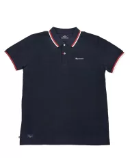 polo navy da uomo con dettagli stripes e logo | AQUASCUTUM