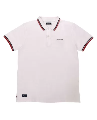 polo bianco ottico da uomo con dettagli stripes e logo | AQUASCUTUM polo bianco ottico da uomo con dettagli stripes e logo | AQUASCUTUM