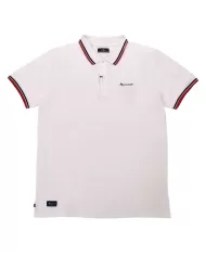 polo bianco ottico da uomo con dettagli stripes e logo | AQUASCUTUM