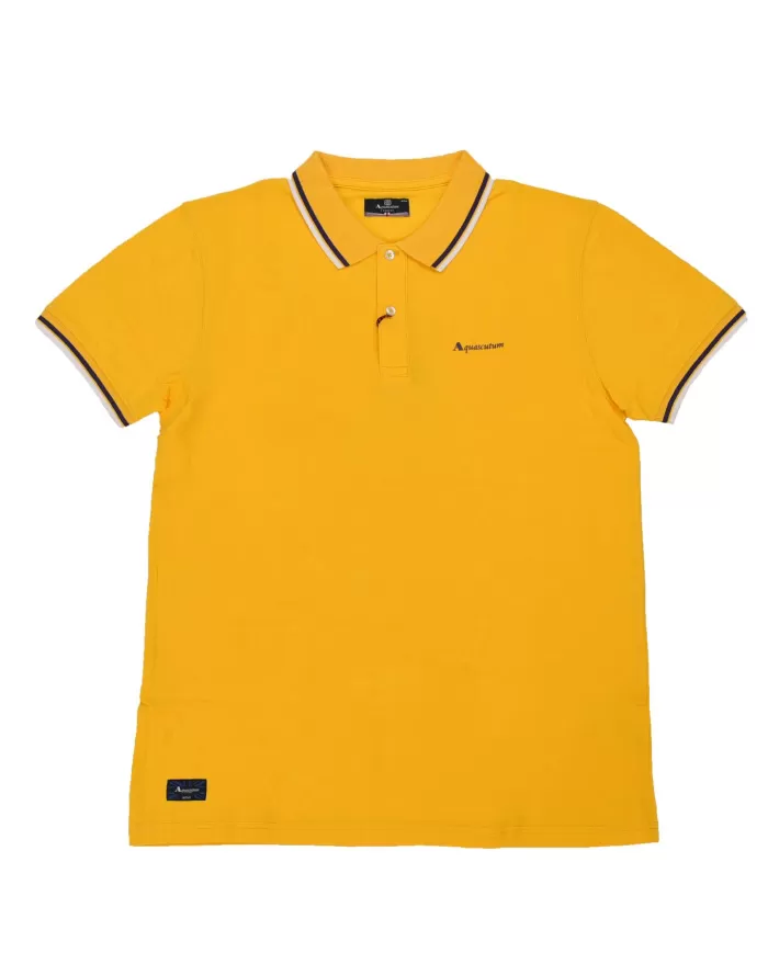 polo gialla da uomo con dettagli stripes e logo | AQUASCUTUM polo gialla da uomo con dettagli stripes e logo | AQUASCUTUM