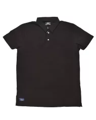 polo nera da uomo con colletto classico | AQUASCUTUM