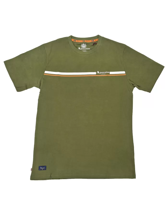 t-shirt verde militare da uomo con stripes logata | AQUASCUTUM t-shirt verde militare da uomo con stripes logata | AQUASCUTUM