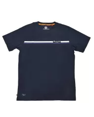 t-shirt navy da uomo con stripes logata | AQUASCUTUM