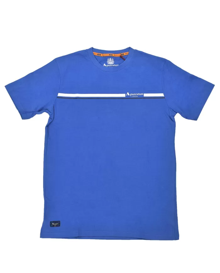 t-shirt royal da uomo con stripes logata | AQUASCUTUM t-shirt royal da uomo con stripes logata | AQUASCUTUM