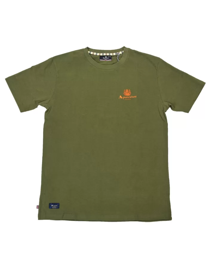 t-shirt verde militare da uomo con piccola stampa logata | AQUASCUTUM t-shirt verde militare da uomo con piccola stampa logata | AQUASCUTUM