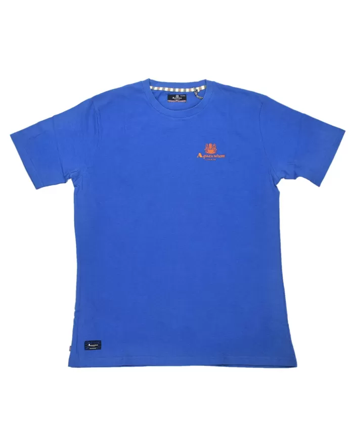 t-shirt royal da uomo con piccola stampa logata | AQUASCUTUM t-shirt royal da uomo con piccola stampa logata | AQUASCUTUM
