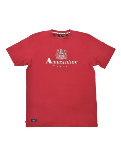 t-shirt bordeaux da uomo con stampa logata sul petto | AQUASCUTUM t-shirt bordeaux da uomo con stampa logata sul petto | AQUASCUTUM
