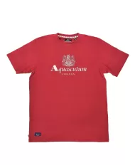 t-shirt bordeaux da uomo con stampa logata sul petto | AQUASCUTUM