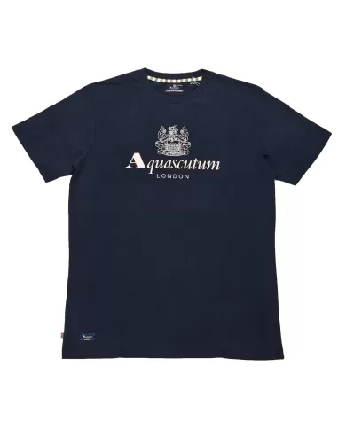 t-shirt navy da uomo con stampa logata sul petto | AQUASCUTUM t-shirt navy da uomo con stampa logata sul petto | AQUASCUTUM