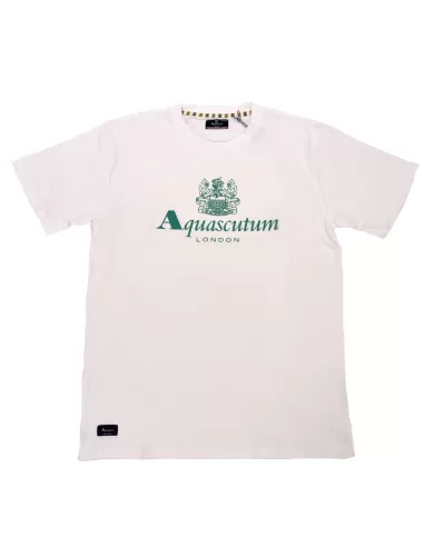 t-shirt bianco ottico da uomo con stampa logata sul petto | AQUASCUTUM t-shirt bianco ottico da uomo con stampa logata sul petto | AQUASCUTUM