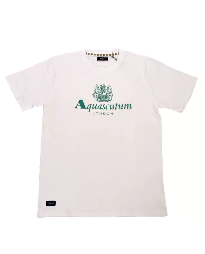 t-shirt bianco ottico da uomo con stampa logata sul petto | AQUASCUTUM t-shirt bianco ottico da uomo con stampa logata sul petto | AQUASCUTUM