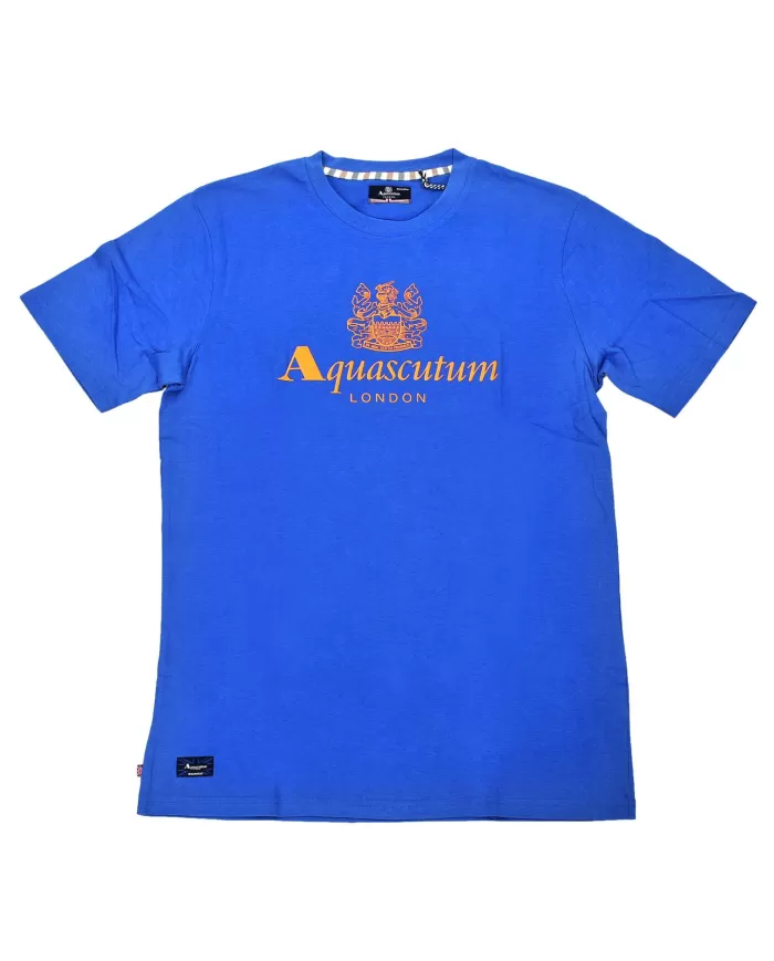 t-shirt royal da uomo con stampa logata sul petto | AQUASCUTUM t-shirt royal da uomo con stampa logata sul petto | AQUASCUTUM