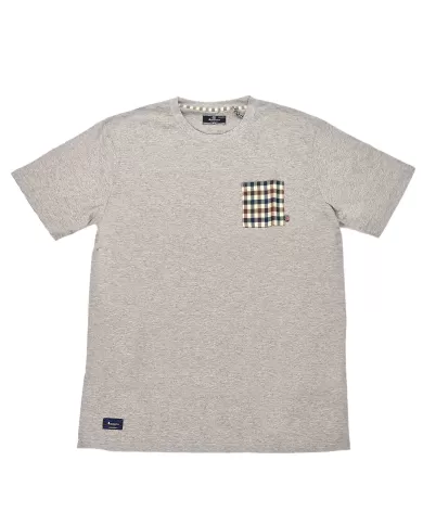 t-shirt grigio chiaro uomo | motivo a quadri su taschino | AQUASCUTUM t-shirt grigio chiaro uomo | motivo a quadri su taschino | AQUASCUTUM