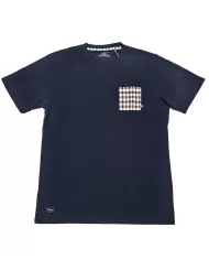 t-shirt navy da uomo con fantasia a quadri su taschino | AQUASCUTUM t-shirt navy da uomo con fantasia a quadri su taschino | AQUASCUTUM