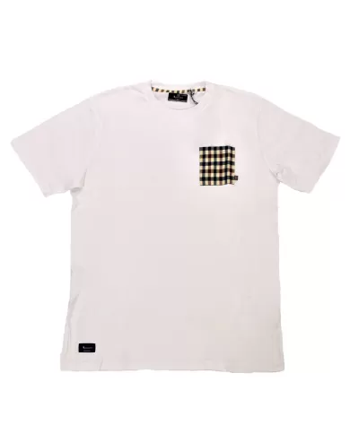 t-shirt bianco ottico uomo | motivo a quadri su taschino | AQUASCUTUM t-shirt bianco ottico uomo | motivo a quadri su taschino | AQUASCUTUM