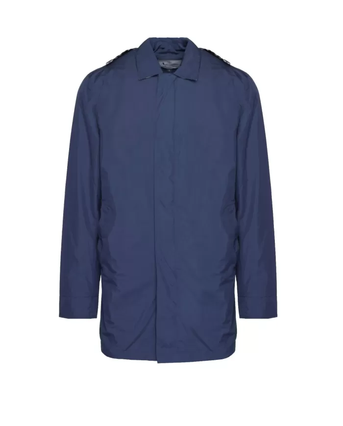 trench impermeabile navy da uomo con fantasia su capuccio | AQUASCUTUM trench impermeabile navy da uomo con fantasia su capuccio | AQUASCUTUM