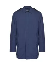 trench impermeabile navy da uomo con fantasia su capuccio | AQUASCUTUM