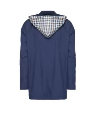 trench impermeabile navy da uomo con fantasia su capuccio | AQUASCUTUM