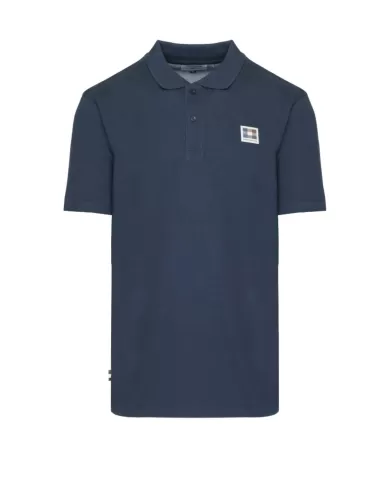 Polo Uomo AA_B004_PO001 blu con patch logata avanti | AQUASCUTUM