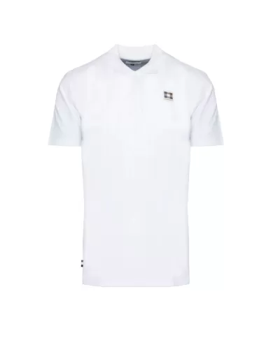 polo bianco ottico da uomo con patch logata avanti | AQUASCUTUM