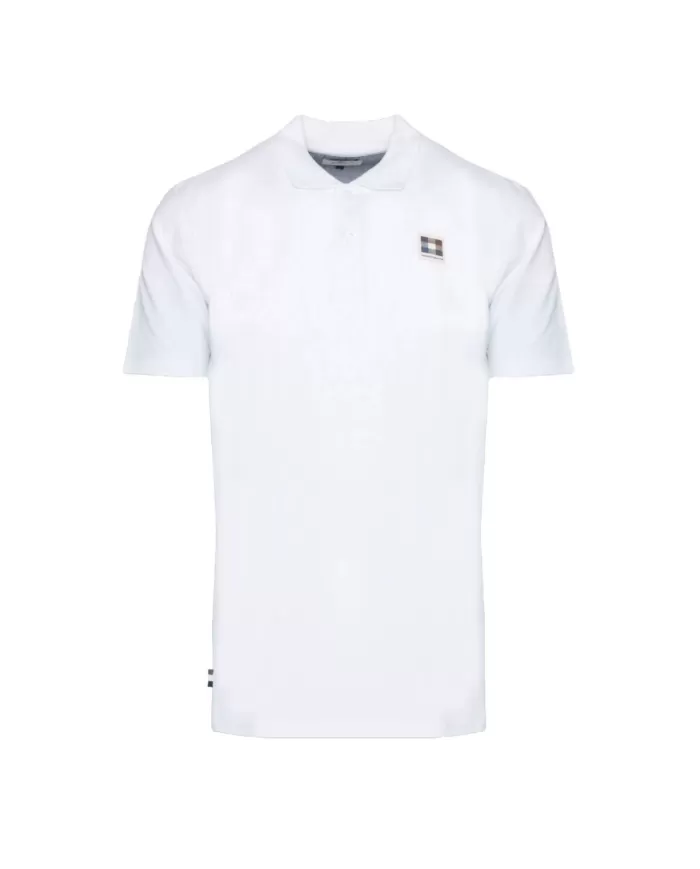 polo bianco ottico da uomo con patch logata avanti | AQUASCUTUM polo bianco ottico da uomo con patch logata avanti | AQUASCUTUM