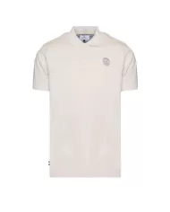 polo beige da uomo con patch logata avanti | AQUASCUTUM