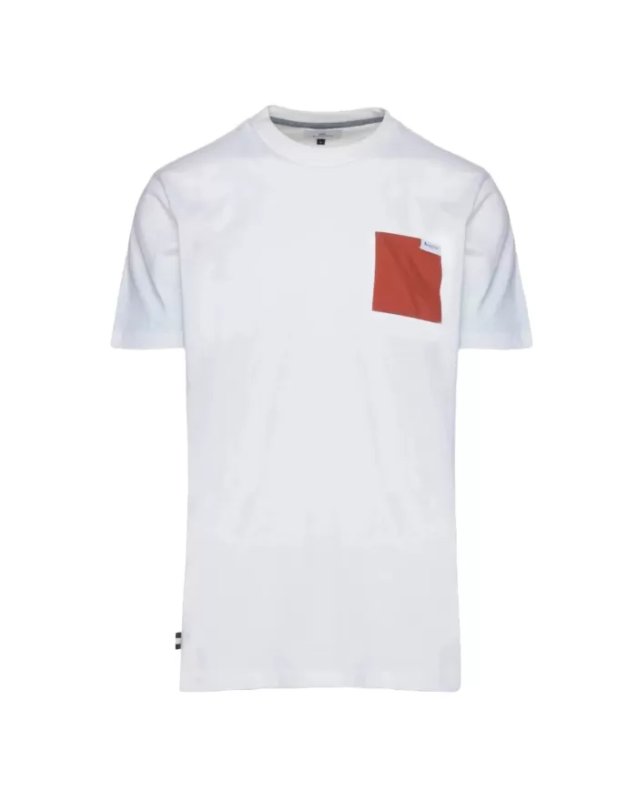 t-shirt bianco ottico da uomo con taschino rosso avanti | AQUASCUTUM t-shirt bianco ottico da uomo con taschino rosso avanti | AQUASCUTUM