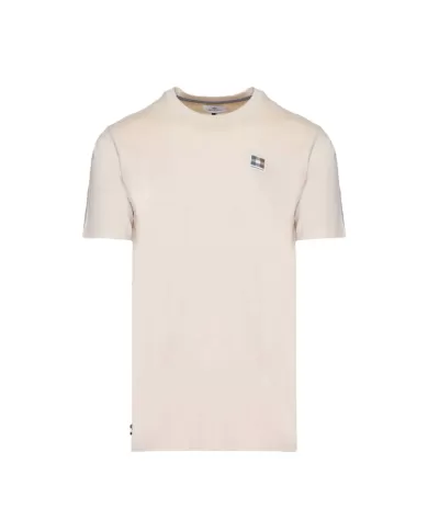 t-shirt beige da uomo con patch logata avanti | AQUASCUTUM