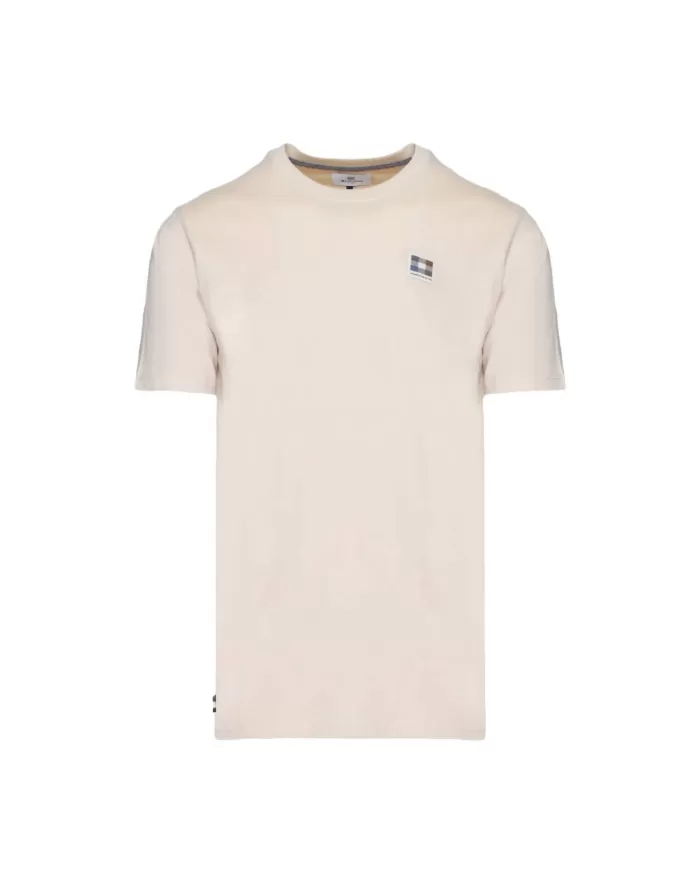 t-shirt beige da uomo con patch logata avanti | AQUASCUTUM t-shirt beige da uomo con patch logata avanti | AQUASCUTUM