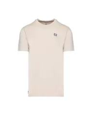 t-shirt beige da uomo con patch logata avanti | AQUASCUTUM