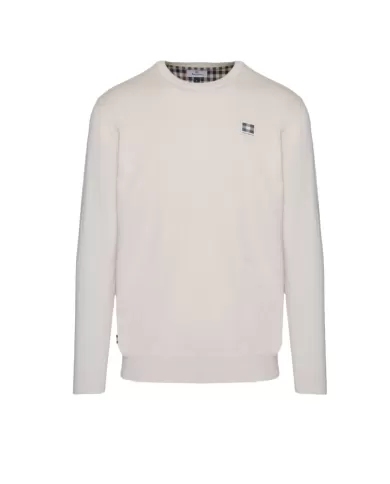 Maglia Uomo AA_B004_WO002 beige in cotone patch logata | AQUASCUTUM