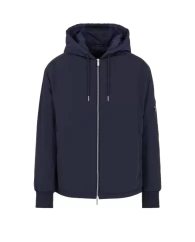 giubbotto sea blue da uomo con logo ricamo e patch | ARMANI EXCHANGE