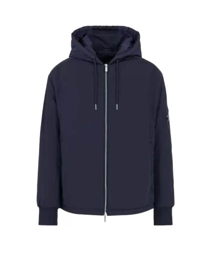giubbotto sea blue da uomo con logo ricamo e patch | ARMANI EXCHANGE giubbotto sea blue da uomo con logo ricamo e patch | ARMANI EXCHANGE