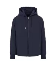 giubbotto sea blue da uomo con logo ricamo e patch | ARMANI EXCHANGE