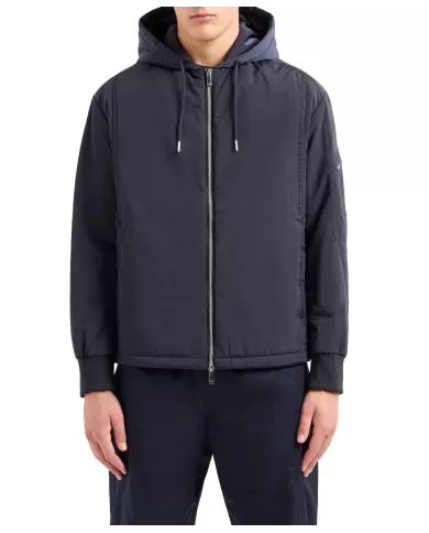 giubbotto sea blue da uomo con logo ricamo e patch | ARMANI EXCHANGE