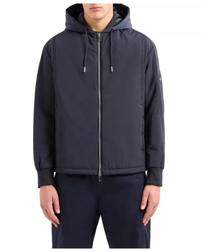 giubbotto sea blue da uomo con logo ricamo e patch | ARMANI EXCHANGE giubbotto sea blue da uomo con logo ricamo e patch | ARMANI EXCHANGE